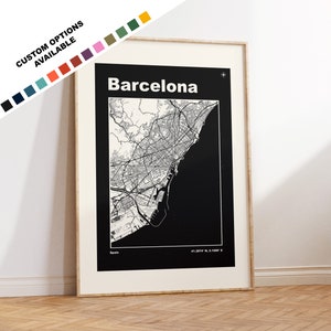 Barcelona Map Print - Print, Framed or on Canvas - Barcelona Poster - Barcelona Spain - Custom Text Options - Map Wall Art - Gift