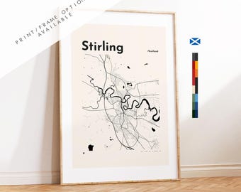 Stirling Map Print - Custom options/colours available - Prints or Framed Prints - Scotland