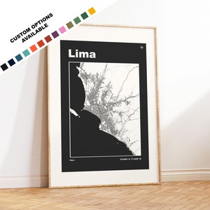 Lima Map Print - Custom options/colours available - Prints or Framed Prints - Lima, Peru - Custom Text for Gift