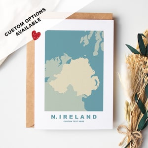 Cartão de felicitações da Irlanda do Norte - Opções personalizadas disponíveis - Envelope Kraft incluído - Aniversário - Aniversário - Viagem surpresa - Cartão personalizado