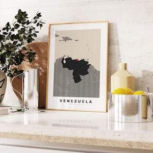 Venezuela Druck - Benutzerdefinierter Kartendruck - Personalisierte Text Geschenkoptionen - Rahmen / Leinwandoptionen - Vintage Style Map Print