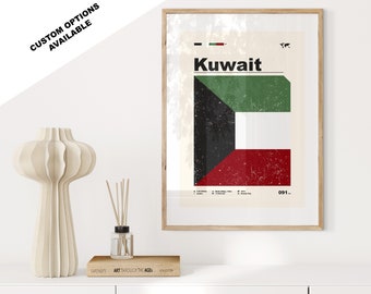 Kuwait Flag Print - Flag Poster - Mid Century Modern - Custom Options Available - Framed or Canvas Prints Available - Custom Gift