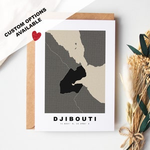 Tarjeta de felicitación personalizada de Yibuti - Sobre Kraft incluido - Texto personalizado - Tarjeta de felicitación de Yibuti - Aniversario - Viaje sorpresa - Cumpleaños