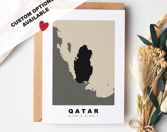 Qatar Custom Greeting Card - Kraft Envelope Included - Custom Text - Qatar Greeting Card - Anniversary - Surprise Trip - Birthday