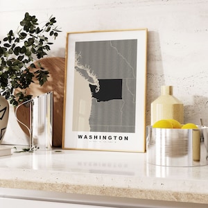 Afdrukken staat Washington - aangepaste kaartafdruk - gepersonaliseerde tekst cadeau-opties - lijst/canvas opties - kaartafdruk vintage stijl