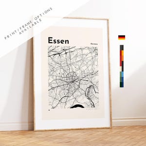 Stampa della mappa di Essen - Mappa della città di Essen - Germania - Stampe o stampe incorniciate