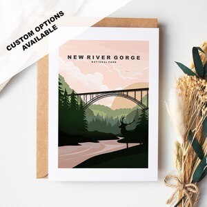 Tarjeta de felicitación de New River Gorge - Parque nacional New River Gorge - Tarjetas de felicitación de parques nacionales de EE. UU. - Sobre incluido - Tarjeta reciclada blanca