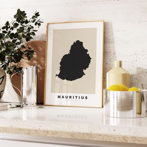 Mauritius Print - Custom Map Print - Personalised Text Gift Options - Frames/Canvas Options - Vintage Style Map Print