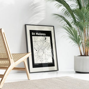 St Helens Map Print Custom options/colours available Prints or Framed Prints St Helens, Merseyside Custom Text for Gift image 5