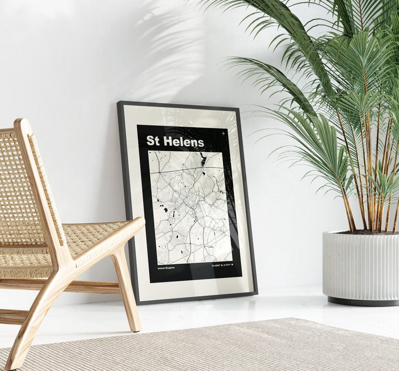 St Helens Map Print Custom options/colours available Prints or Framed Prints St Helens, Merseyside Custom Text for Gift image 5