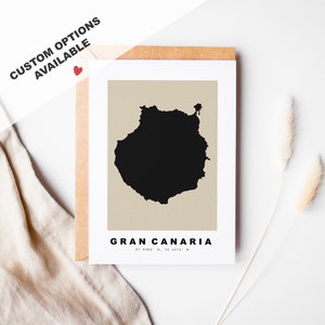 Tarjeta de felicitación personalizada de Gran Canaria - Sobre Kraft incluido - Texto personalizado - Tarjeta de felicitación de Gran Canaria - Aniversario - Viaje sorpresa