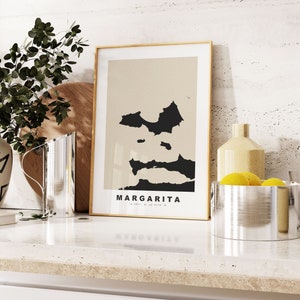 Isla Margarita Druck - Benutzerdefinierter Kartendruck - Personalisierte Text Geschenkoptionen - Rahmen / Leinwandoptionen - Vintage Style Map Print