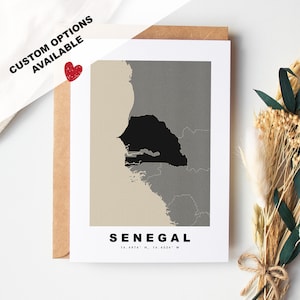 Tarjeta de felicitación personalizada de Senegal - Sobre Kraft incluido - Texto personalizado - Tarjeta de felicitación de Senegal - Aniversario - Viaje sorpresa - Cumpleaños