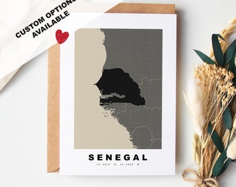 Senegal Custom Greeting Card - Kraft Envelope Included - Custom Text - Senegal Greeting Card - Anniversary - Surprise Trip - Birthday