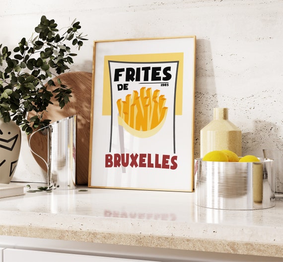 French Fries Print - Frites de Bruxelles - Kitchen Print - Mid Century Modern - Frites Print - French Fries - Kitchen Poster - Retro Style