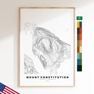 Mount Constitution Druck - Vereinigte Staaten - Konturkarte - Topographie - Topografische Karte - Druck - Poster - Kartendruck