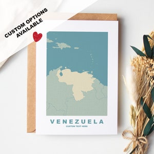 Cartão de felicitações da Venezuela - Opções personalizadas disponíveis - Envelope Kraft incluído - Aniversário - Aniversário - Viagem surpresa - Cartão personalizado