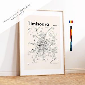 Karta över Timisoara - Tryck, inramat eller på canvas - Timisoara-affisch - Timișoara, Rumänien - Anpassade textalternativ - Väggkonst för kartor - Gåva
