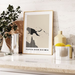 Papua New Guinea Print - Custom Map Print - Personalised Text Gift Options - Frames/Canvas Options - Vintage Style Map Print