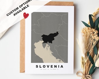 Slovenia Custom Greeting Card - Kraft Envelope Included - Custom Text - Slovenia Greeting Card - Anniversary - Surprise Trip - Birthday