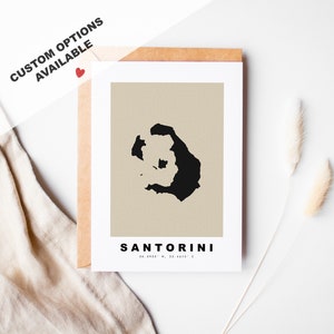 Santorini Custom Grußkarte - Kraft Umschlag enthalten - Benutzerdefinierter Text - Santorini Grußkarte - Jubiläum - Überraschungsreise - Geburtstag