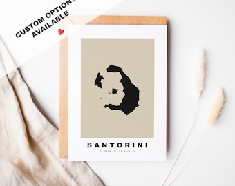 Santorini Custom Greeting Card - Kraft Envelope Included - Custom Text - Santorini Greeting Card - Anniversary - Surprise Trip - Birthday