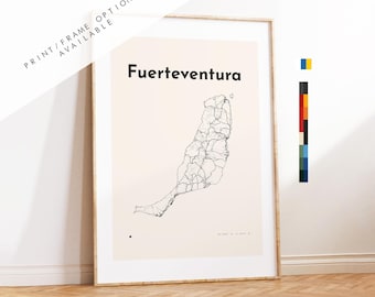 Fuerteventura Map Print - Print, Framed or on Canvas - Canary Islands, Spain