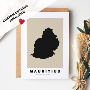 Carte de voeux personnalisée pour l'Ile Maurice - Enveloppe Kraft incluse - Texte personnalisé - Carte de voeux pour l'Ile Maurice - Anniversaire - Voyage surprise - Anniversaire