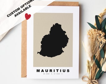 Mauritius Custom Greeting Card - Kraft Envelope Included - Custom Text - Mauritius Greeting Card - Anniversary - Surprise Trip - Birthday