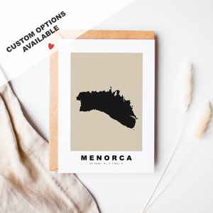 Biglietto di auguri personalizzato Minorca - Busta Kraft inclusa - Testo personalizzato - Biglietto di auguri Minorca - Anniversario - Viaggio a sorpresa - Compleanno