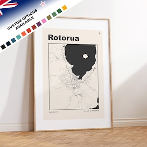 Rotorua Carte imprimée - Nouvelle-Zélande - Carte de la ville de la Nouvelle-Zélande - Carte personnalisée