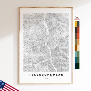 Telescope Peak Druck - Vereinigte Staaten - Konturkarte - Topographie - Topografische Karte - Druck - Poster - Kartendruck