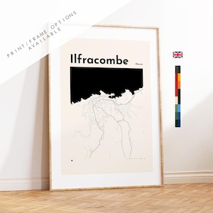 Ilfracombe Map Print - Custom options/colours available - Prints or Framed Prints - Ilfracombe, Devon - Custom Text for Gift