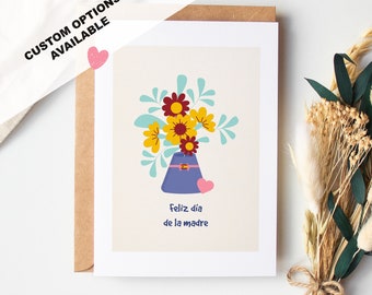 Tarjeta del Día de las Madres Españolas - Feliz dia de la madre - Tarjeta del Día de las Madres de España - Tarjeta A6 y Sobre - Opcional: publicar al destinatario con mensaje