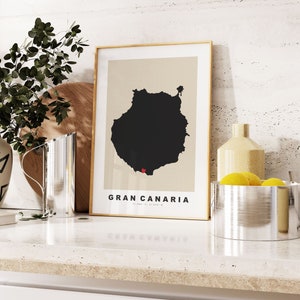 Gran Kanaria Druck - Benutzerdefinierter Kartendruck - Personalisierte Text Geschenkoptionen - Rahmen / Leinwandoptionen - Vintage Style Map Print