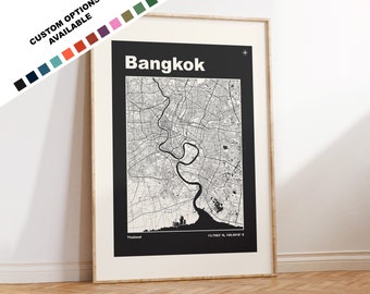 Bangkok Map Print - Print, Framed or on Canvas - Bangkok Poster - Bangkok Thailand - Custom Text Options - Map Wall Art - Gift