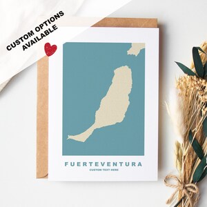 Fuerteventura-wenskaart - aangepaste opties beschikbaar - kraftenvelop inbegrepen - jubileum - verjaardag - verrassingsreis - aangepaste kaart