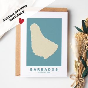 Barbados-wenskaart - aangepaste opties beschikbaar - kraftenvelop inbegrepen - jubileum - verjaardag - verrassingsreis - aangepaste kaart