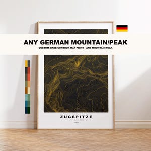 Benutzerdefinierte deutsche Bergkonturkarte, Topographie, Druck, Deutschland