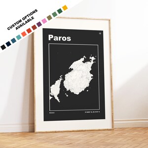 Paros Karte Druck - Benutzerdefinierte Optionen / Farben erhältlich - Drucke oder gerahmte Drucke - Paros, Griechenland - Benutzerdefinierter Text für Geschenk