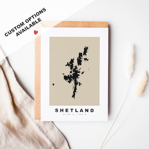 Tarjeta de felicitación personalizada de Shetland - Sobre Kraft incluido - Texto personalizado - Tarjeta de felicitación de Shetland - Aniversario - Viaje sorpresa - Cumpleaños