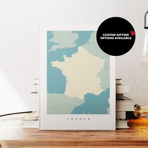 Frankreich Notizbuch - A5 oder A4 - Landkarte Notizbuch - Hardcover Journal - Ringgebundenes Notizbuch - Liniert - Graphisch - Normalpapier - Kleines Geschenk - Geschenk