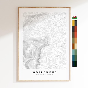 World's End Print - Contourkaart - Eglwyseg - Wales - Topografische kaart - Print - Poster - Muurkunst - Eglwyseg Valley - Kaart - Pen Draw'r Byd