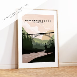 New River Gorge Print - US National Park Travel Poster - Prints, Framed or Canvas - USA National Parks - River Gorge Travel Poster - Gift