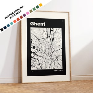 Ghent Map Print - Print, Framed or on Canvas - Ghent Poster - Ghent Belgium - Custom Text Options - Map Wall Art - Gift