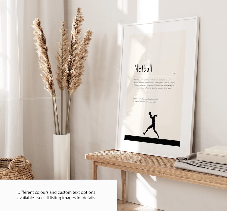 Netball Definition Print - Custom Text/quote Options - Customised Gift ...