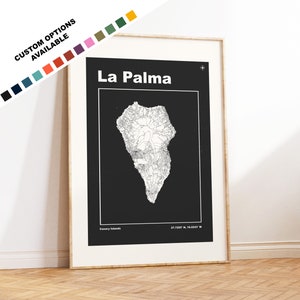 La Palma Karte Druck - Benutzerdefinierte Optionen / Farben erhältlich - Drucke oder gerahmte Drucke - La Palma, Kanarische Inseln - Benutzerdefinierter Text für Geschenk