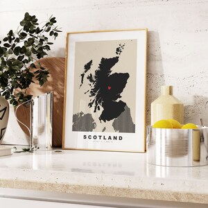 Schotland print - aangepaste kaart print - gepersonaliseerde tekst cadeau-opties - lijst/canvas opties - vintage stijl kaart print