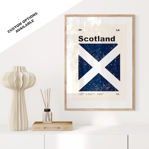 Schottland-Flaggendruck - Flaggenplakat - Mitte des Jahrhunderts modern - Kundenspezifische Optionen verfügbar - Gerahmt oder Leinwanddrucke verfügbar - Kundenspezifisches Geschenk