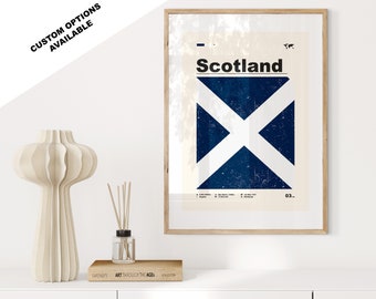 Schottland-Flaggendruck - Flaggenplakat - Mitte des Jahrhunderts modern - Kundenspezifische Optionen verfügbar - Gerahmt oder Leinwanddrucke verfügbar - Kundenspezifisches Geschenk